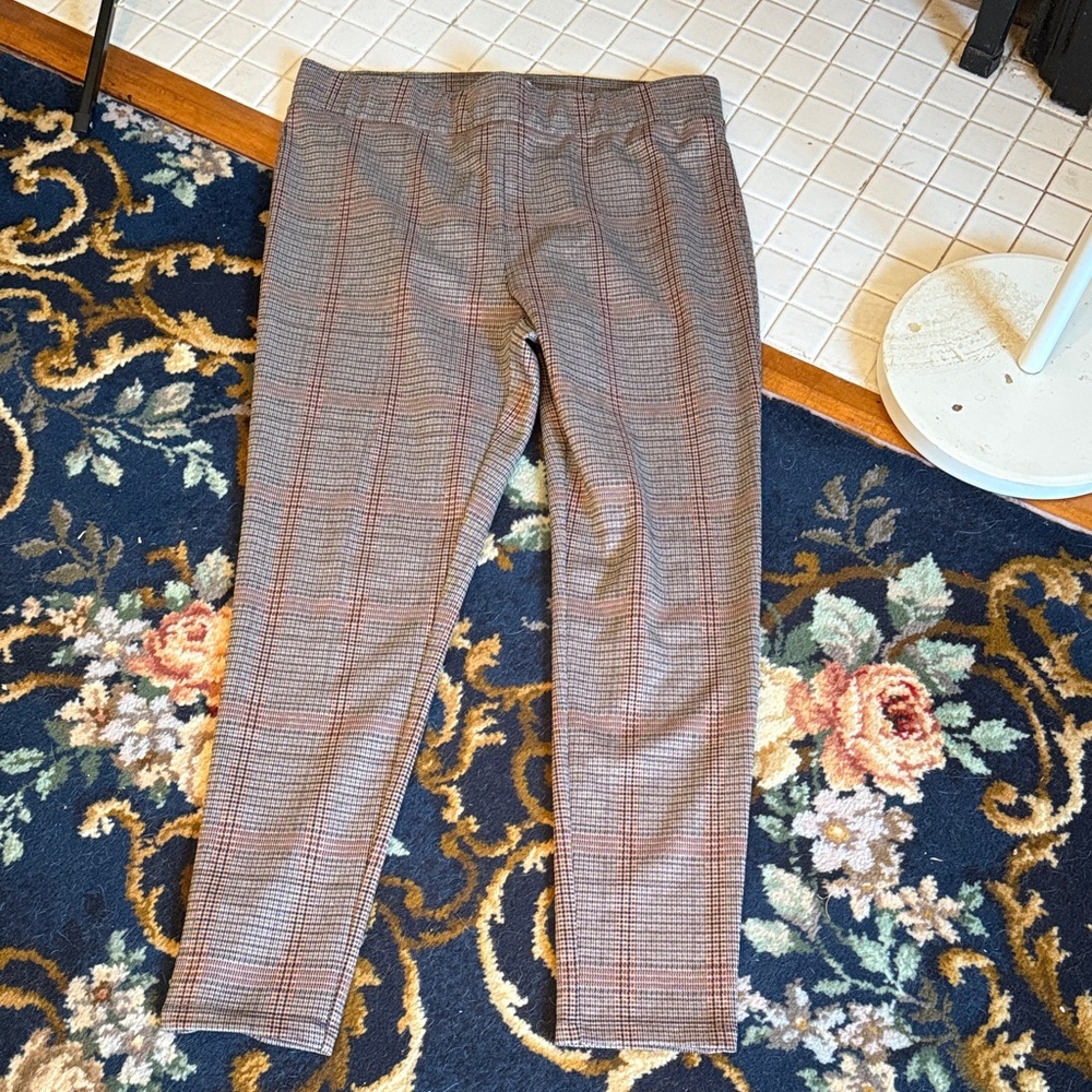 LOFT Houndstooth pants/leggings with Red and Black Accents- worn twice